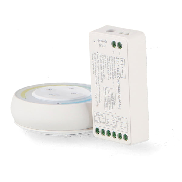 Controler regulator monocolor+CCT 12/24V DC + telecomandă RF