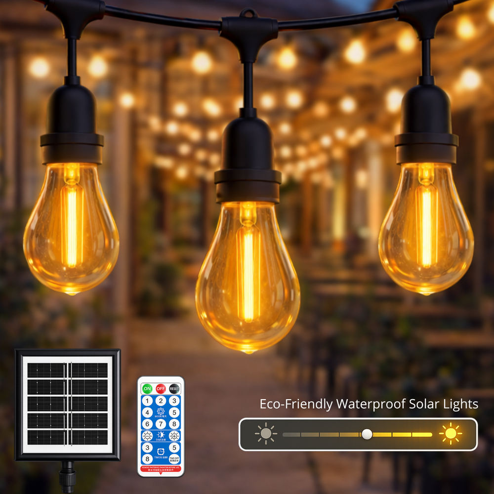 Ghirlanda cu LED-uri solare 3W cu 10 becuri E27 de exterior IP65 - 3000K