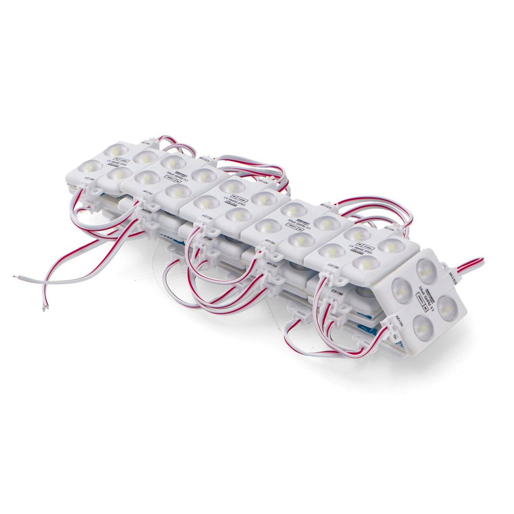 Șir de 20 module de 4 LED-uri SMD Samsung 12V DC 2WLanț de 20 module de 4 LED-uri SMD Samsung 12V DC 2WCatena 20 module 4 2 LED SMD Samsung 12V DC 2WC