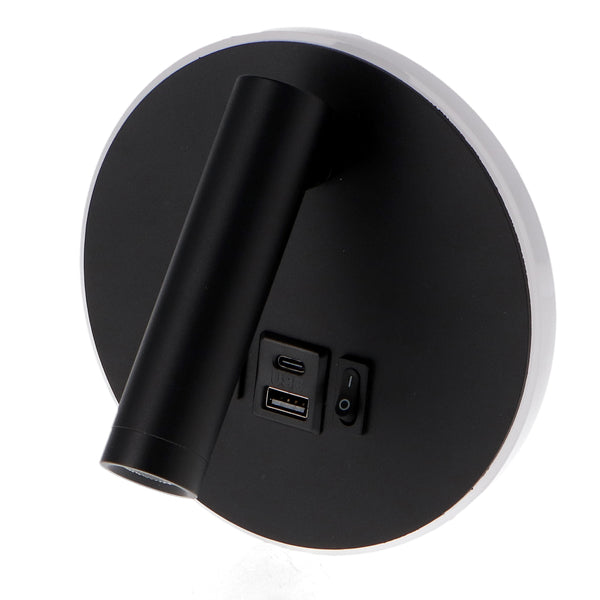 Aplică de perete LED orientabilă Black Round 10W