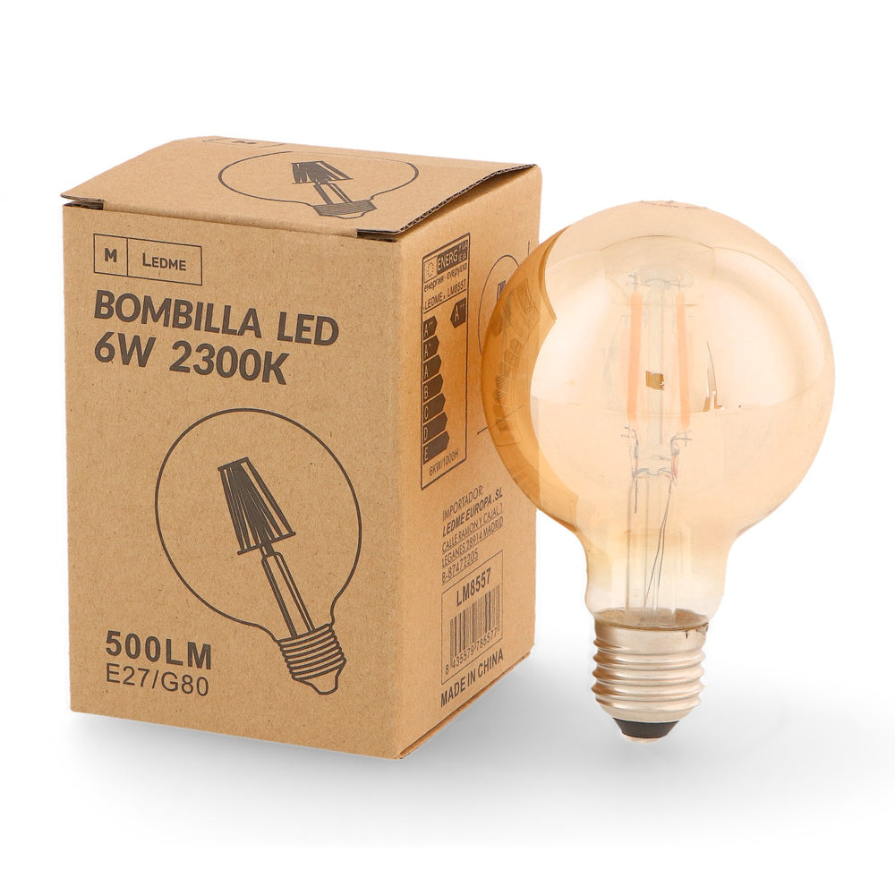 Bec LED Filament E27 G80 6W Chihlimbar