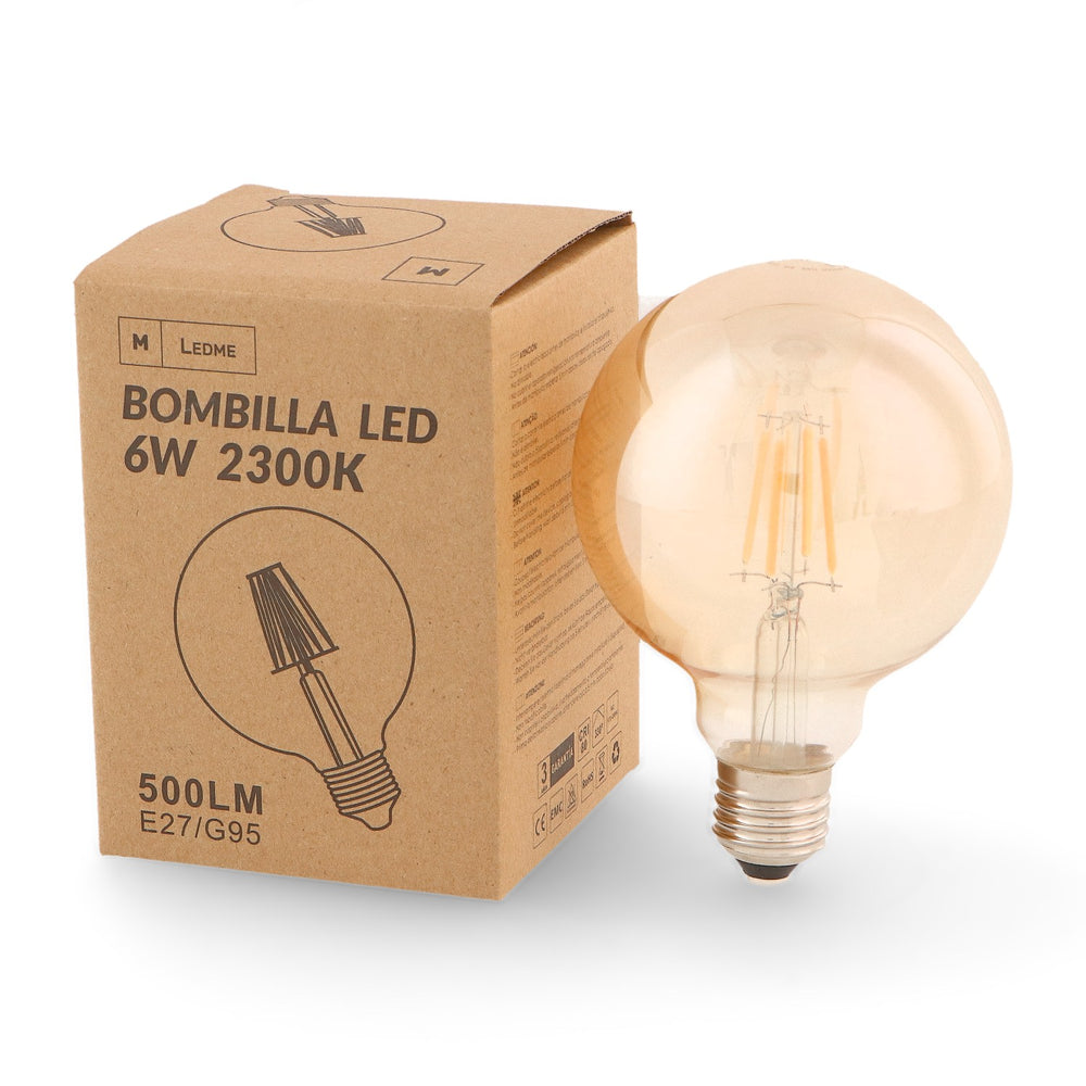 Bec LED Filament E27 G95 6W Chihlimbar