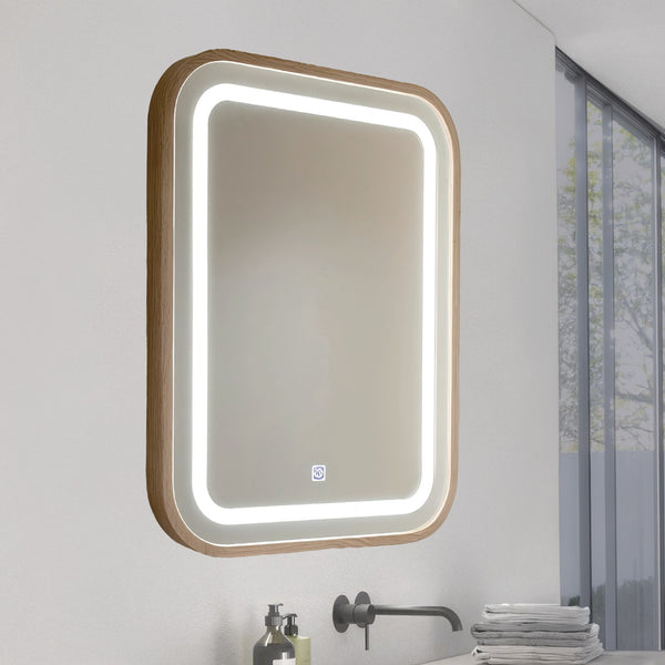 Oglindă LED pentru baie 15W Wood Square CCT