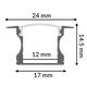 Profil inalt din aluminiu cu aripi lacuite negru - 2 metri | Pachet 5 buc (10 m) - imagine 3