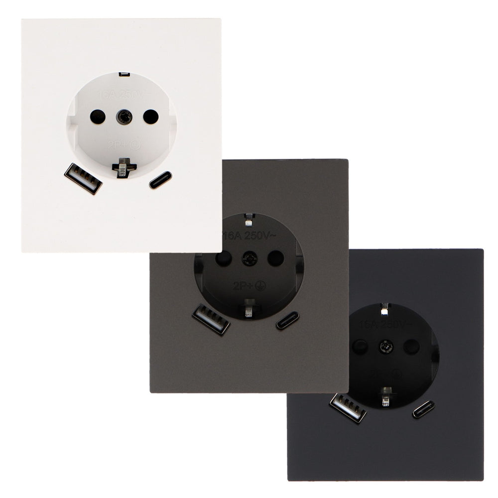 Priză încastrată tip Schuko cu USB + C – CC
