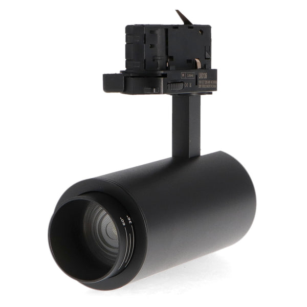 Spot LED negru pe calea 10W CCT trifazat + Optica reglabila