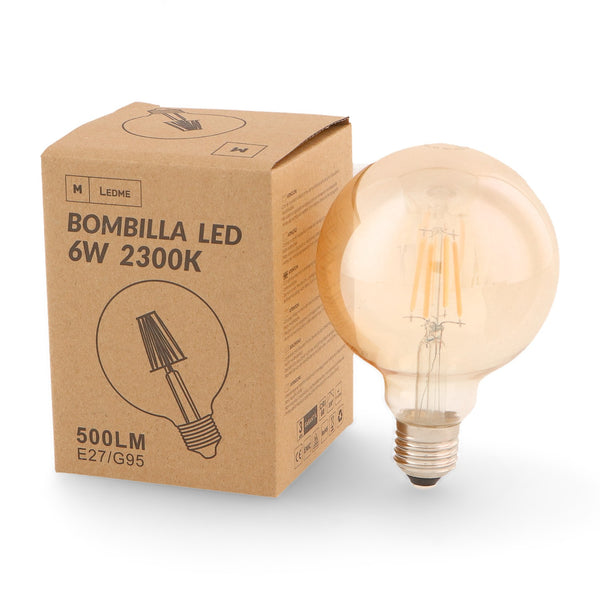 Bec LED Filament E27 G95 6W Chihlimbar