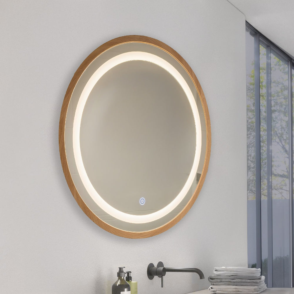 Oglindă LED pentru baie 15W Wood Round CCT