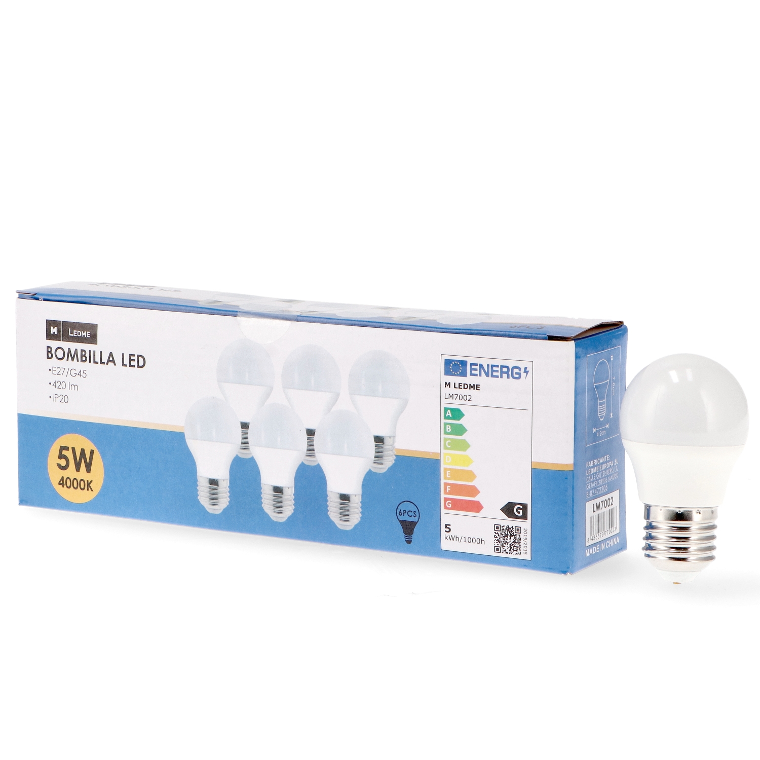 Bec Led E27 G45 5W - Pachet 6