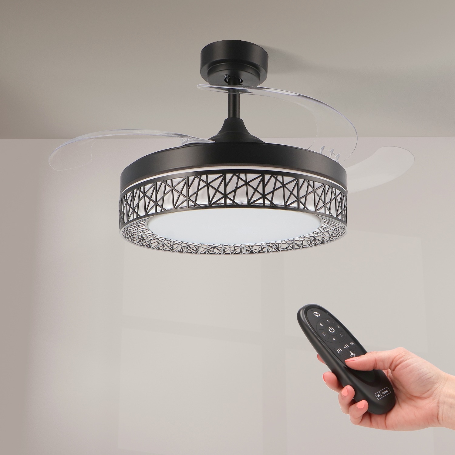 Oferta Ventilator de Tavan Cu Led Black Aqua