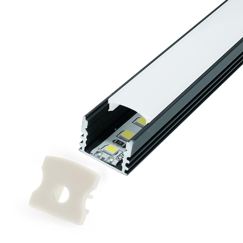 Profil înalt Din Aluminiu U 2 Metri 12V/24V Negru