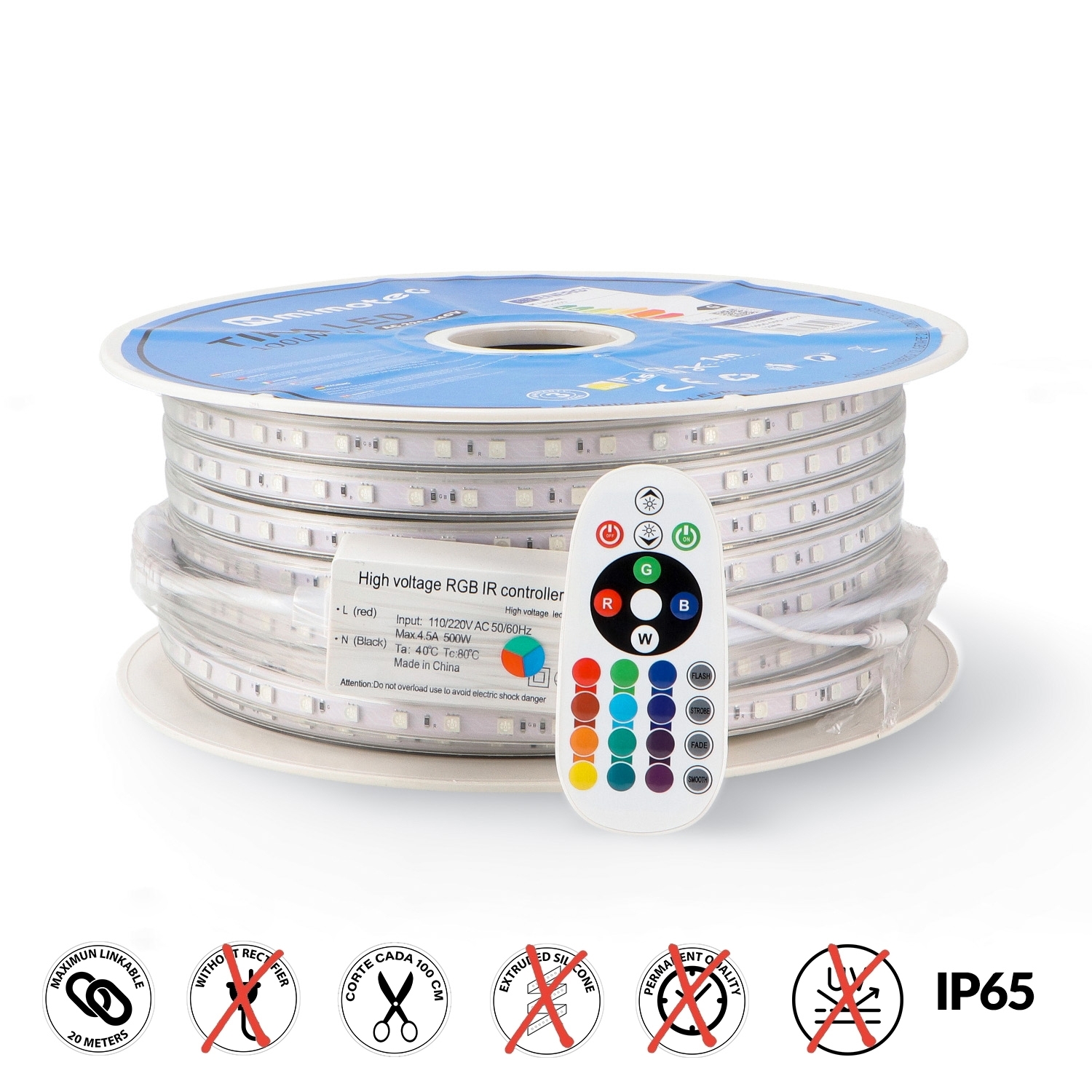 Bandă Led 220Vac 14.4W/m Rgb - 50 Metri Smd5050 Rapid