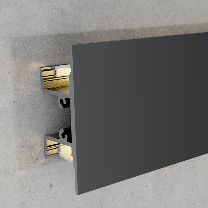 Profil Din Aluminiu Gote Lacuit Negru - 2 Metri