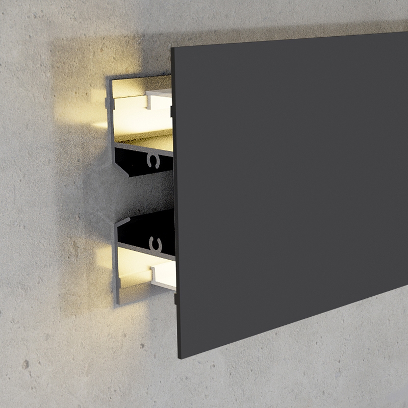 Profil Din Aluminiu Lacuit Negru Gote Xl - 2 Metri
