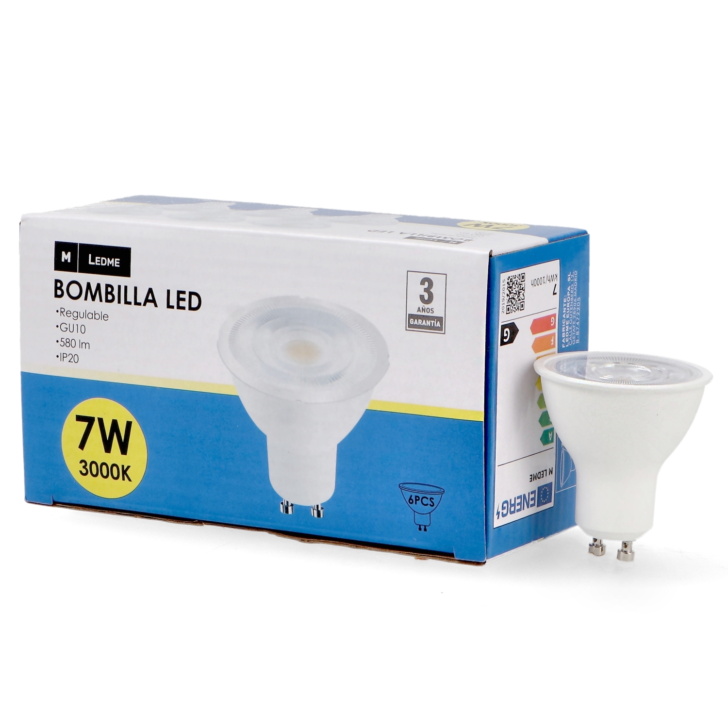 Bec Led Gu10 Smd Plus 7W Dimmerabil 60º - Pachet 6
