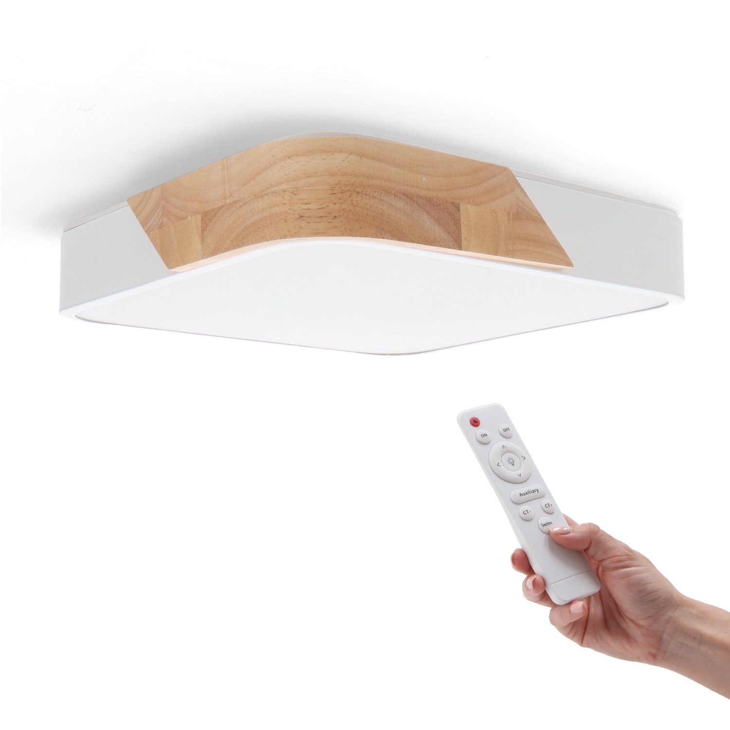 Plafoniera Circulara Lemn Patrata Led 24W