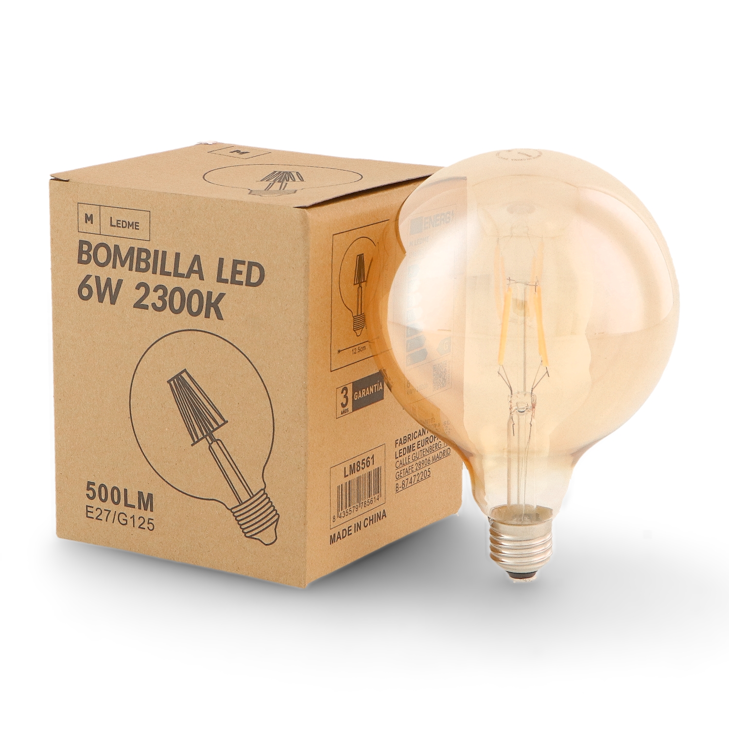 Bec Led Filament E27 G125 6W Chihlimbar