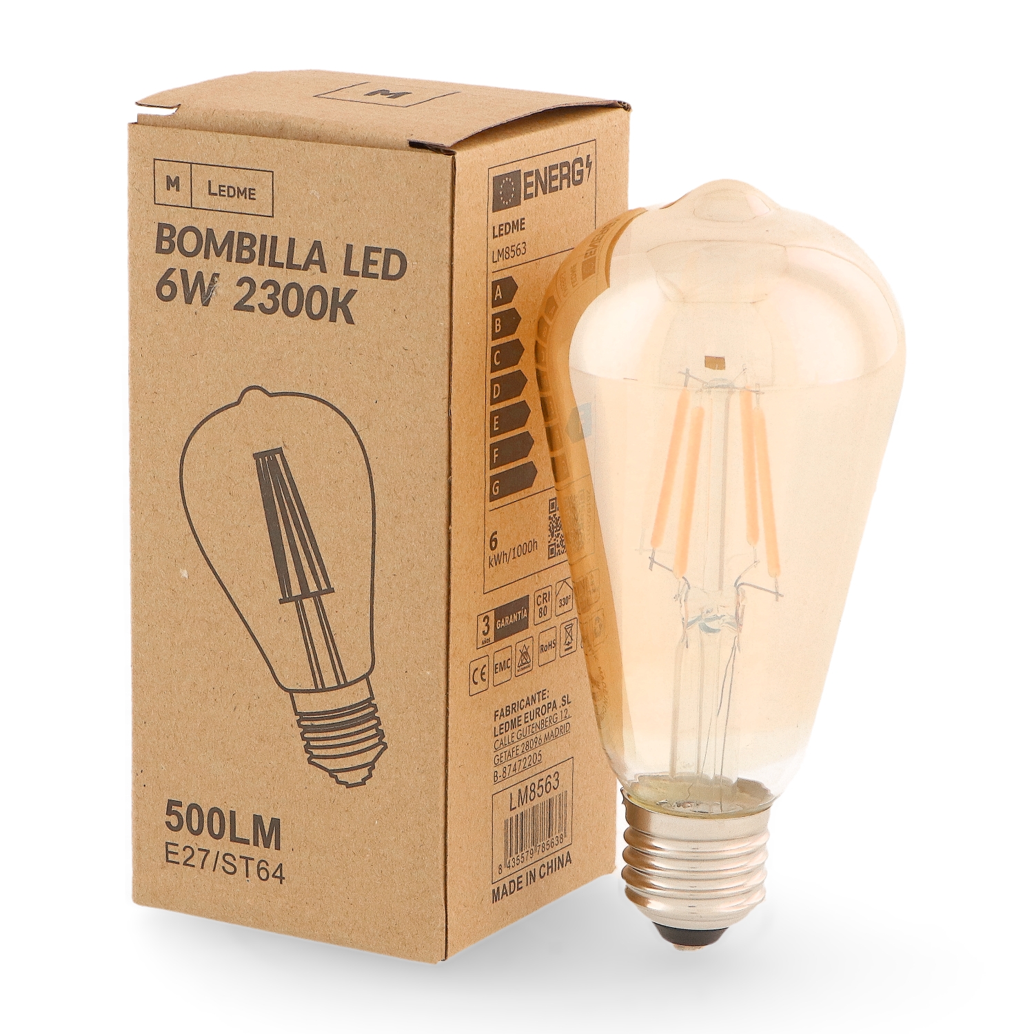 Bec Led Filament E27 St64 6W Chihlimbar