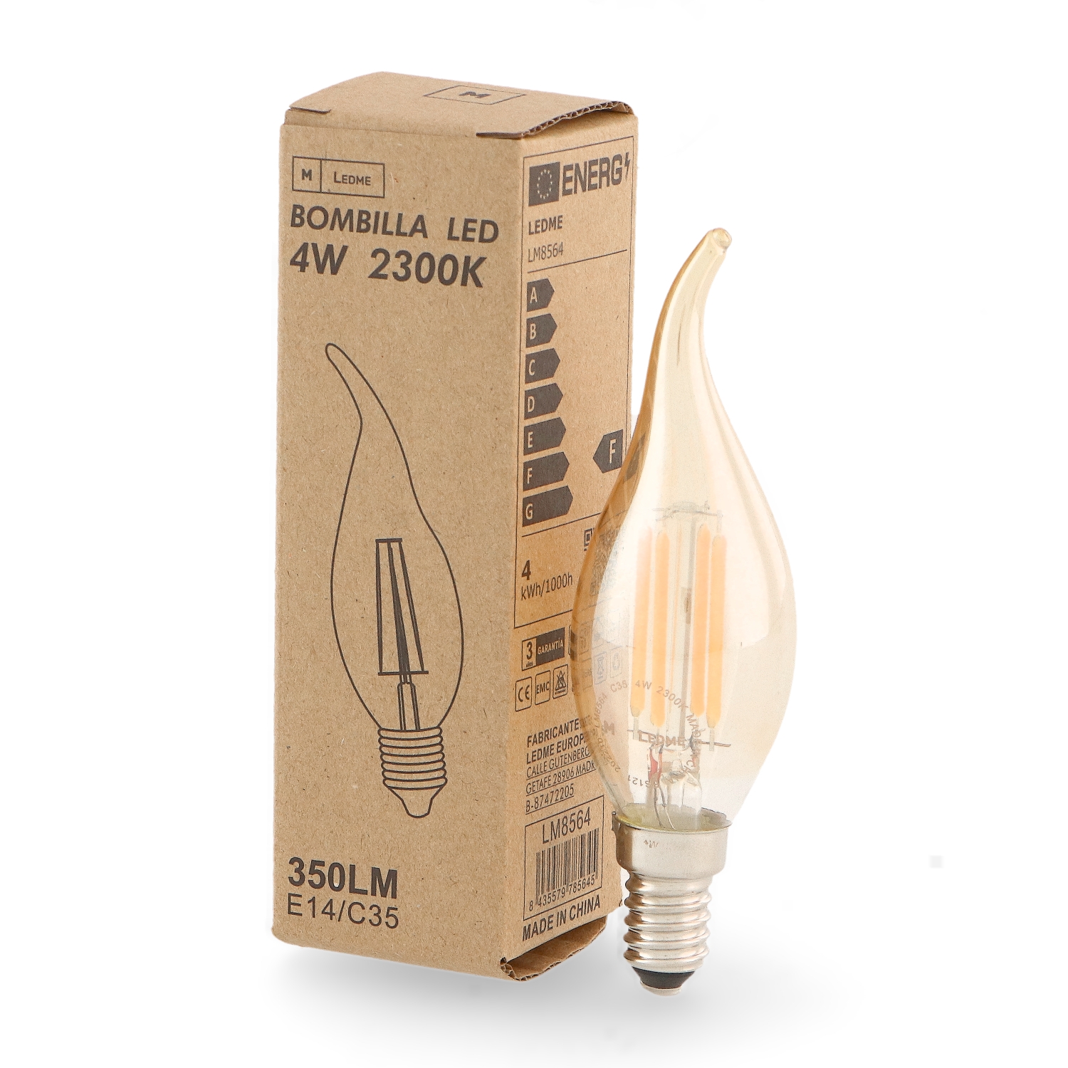 Bec Led Filament E14 C35 Varf 4W Chihlimbar