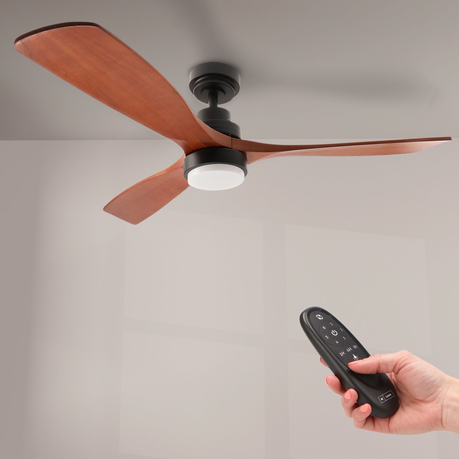 Ventilator de Tavan Led Din Lemn Negru