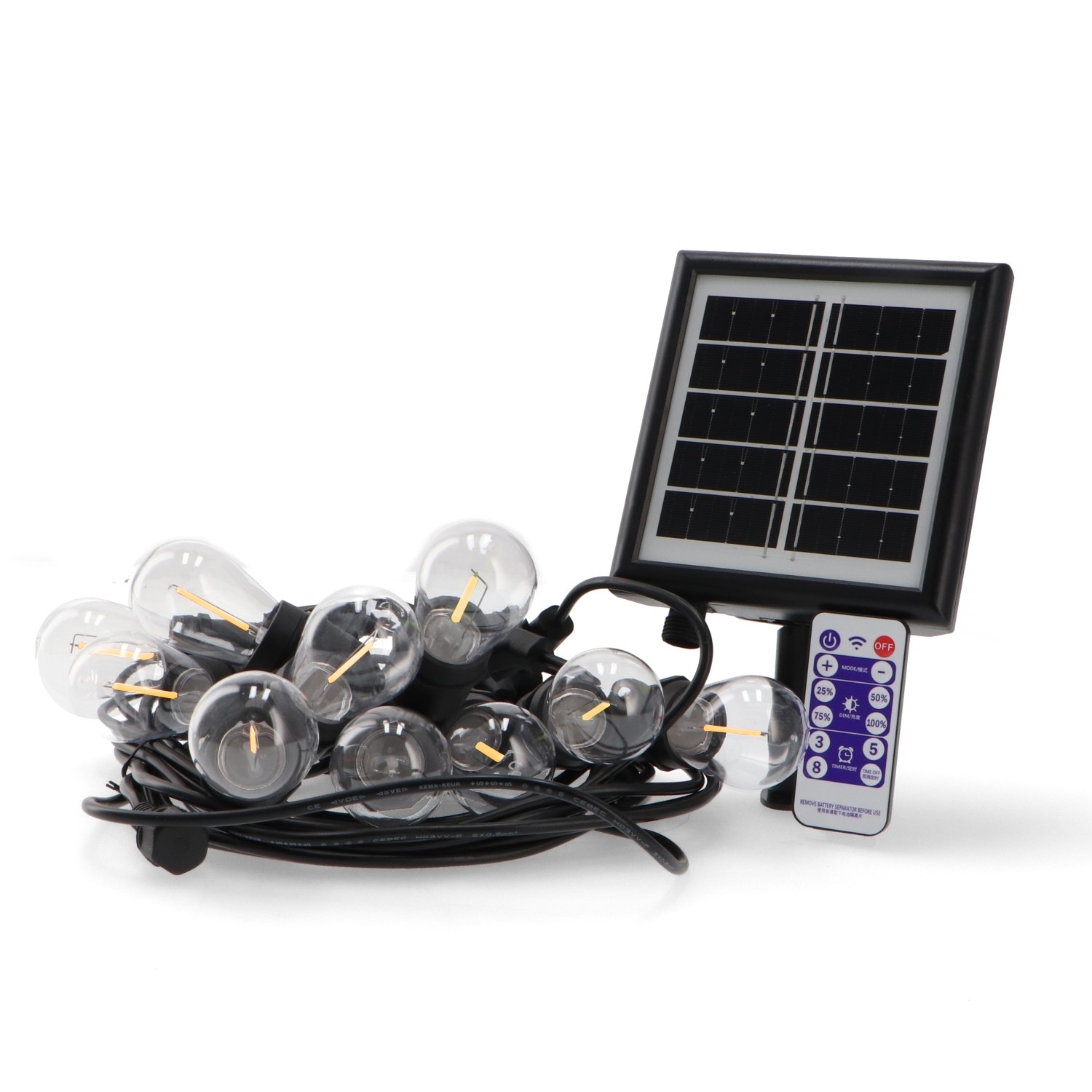 Ghirlanda Cu Led-Uri Solare 3W Cu 10 Becuri E27 de Exterior Ip65 - 3000K